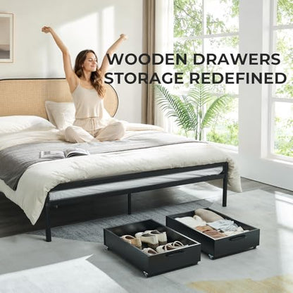 Under Bed Storage Drawers with Wheels, Rolling Organizer