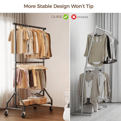 HYSEYY 1319 Double Rods Clothes Rack