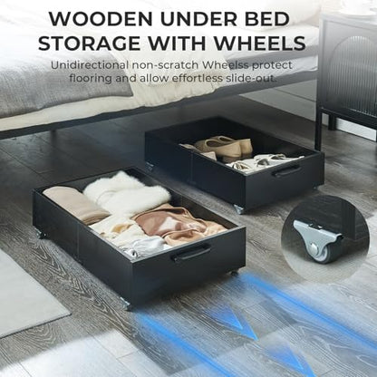 Under Bed Storage Drawers with Wheels, Rolling Organizer