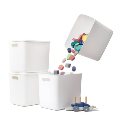 Plastic Storage Baskets with Lids, Woven Organizer Bins