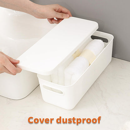 Plastic Storage Baskets with Lids, Woven Organizer Bins