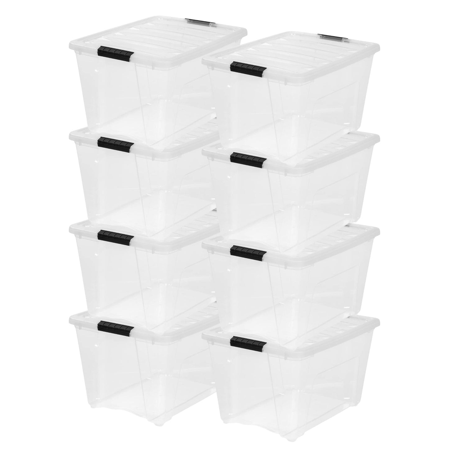 Stackable Storage Bins with Lids, Plastic Organizer Containers