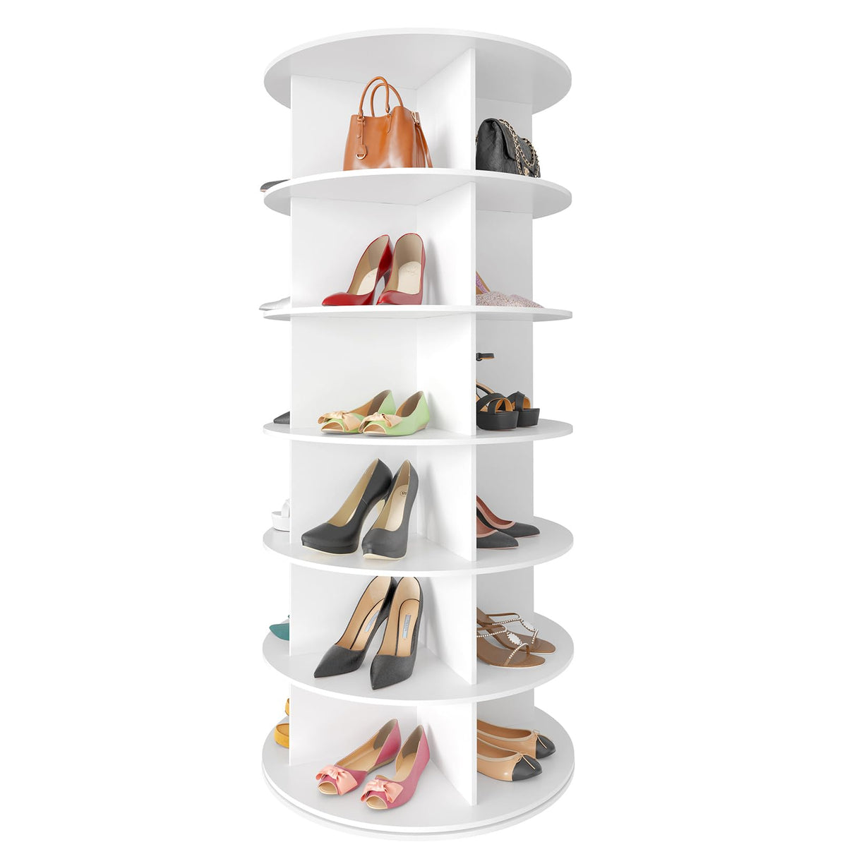 7 Tier Rotating Shoe Rack Tower, 360° Spinning Shoe Organizer