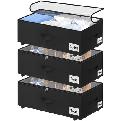 Under Bed Storage Bins with Wheels, Rolling Organizer Containers
