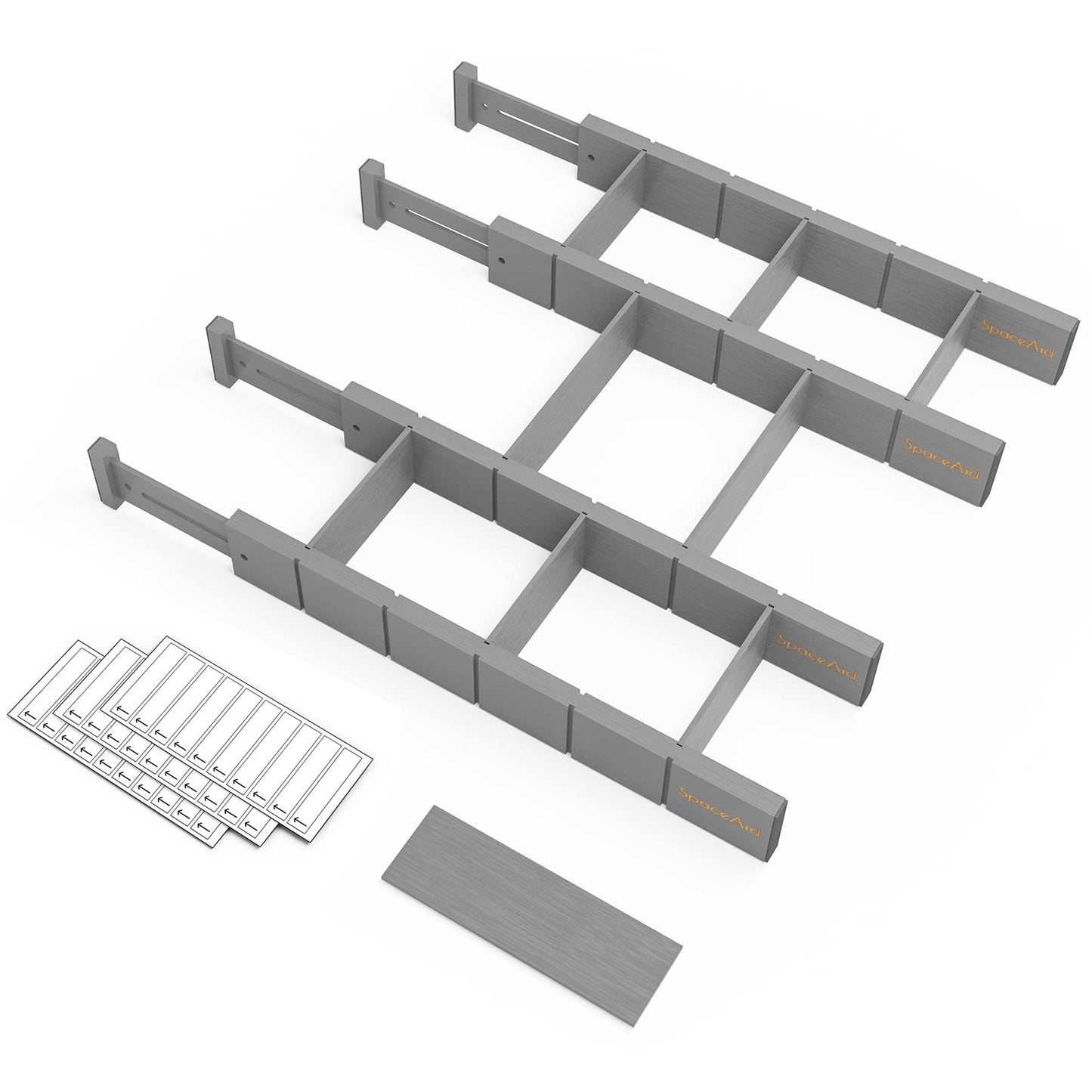 Bamboo Drawer Dividers with Labels, Adjustable Organizer Inserts