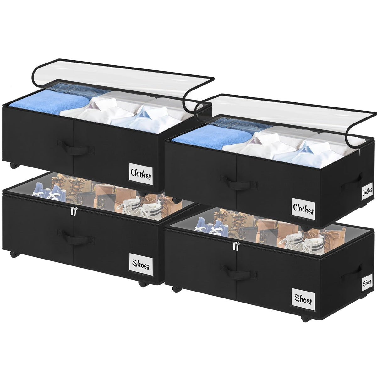 Under Bed Storage Bins with Wheels, Rolling Organizer Containers