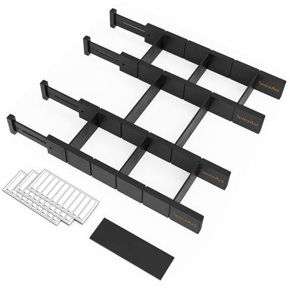 Bamboo Drawer Dividers with Labels, Adjustable Organizer Inserts