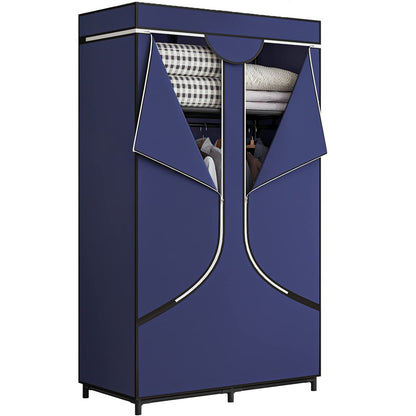 Portable Wardrobe Closet with Metal Hanging Rack Storage