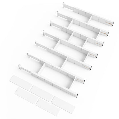 Bamboo Drawer Dividers with Labels, Adjustable Organizer Inserts