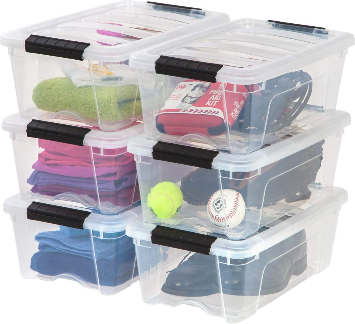 Stackable Storage Bins with Lids, Plastic Organizer Containers