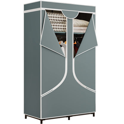 Portable Wardrobe Closet with Metal Hanging Rack Storage