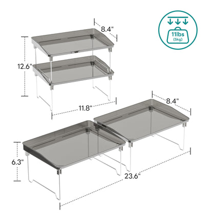 STARLATTA Acrylic Cabinet Organizer Shelf, Stackable Kitchen Counter Shelves,Spice Rack,Countertop Organizers,Clear Plastic Storage Organization for Makeup，Bathroom,Cupboard,Desk,Pantry