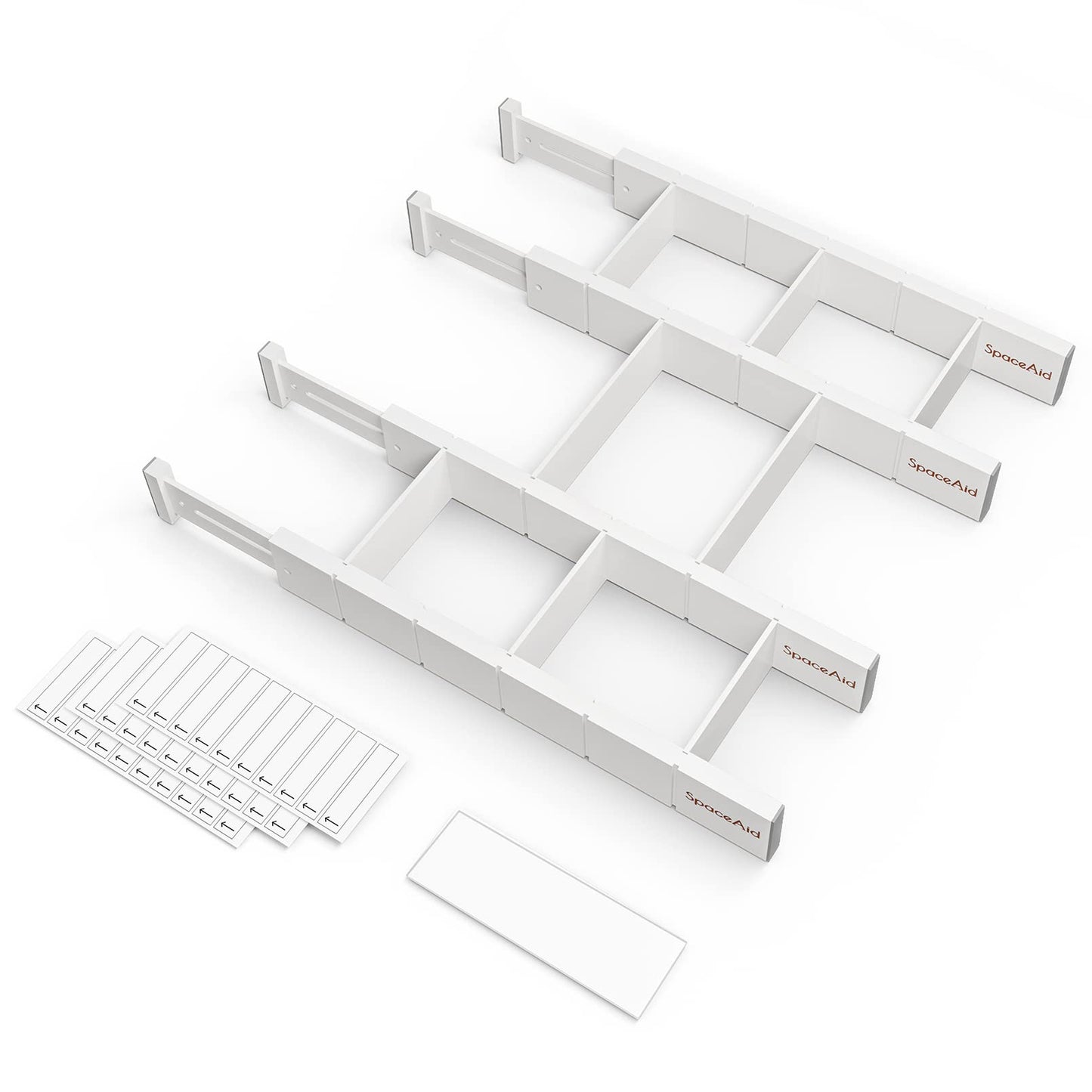 Bamboo Drawer Dividers with Labels, Adjustable Organizer Inserts