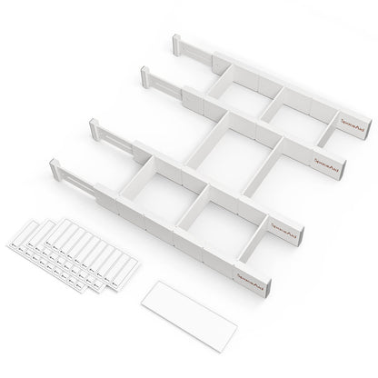Bamboo Drawer Dividers with Labels, Adjustable Organizer Inserts
