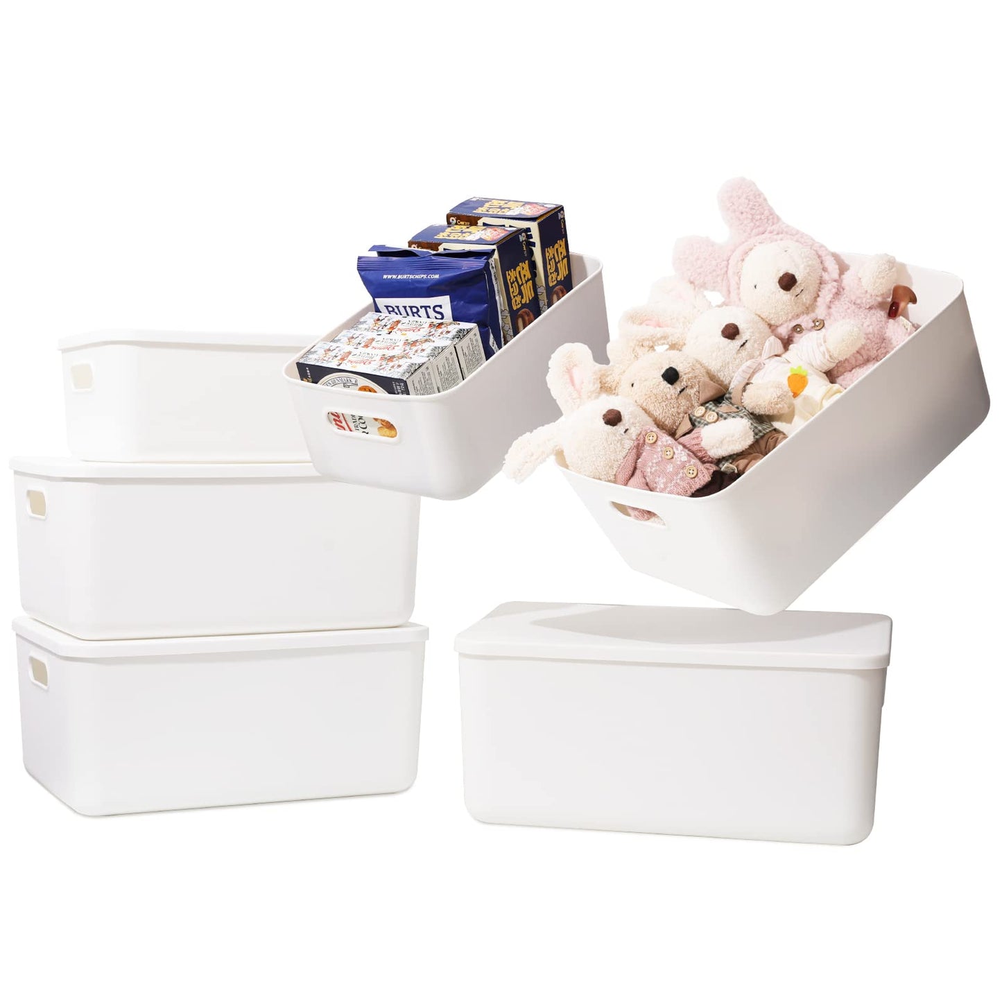 Plastic Storage Baskets with Lids, Woven Organizer Bins