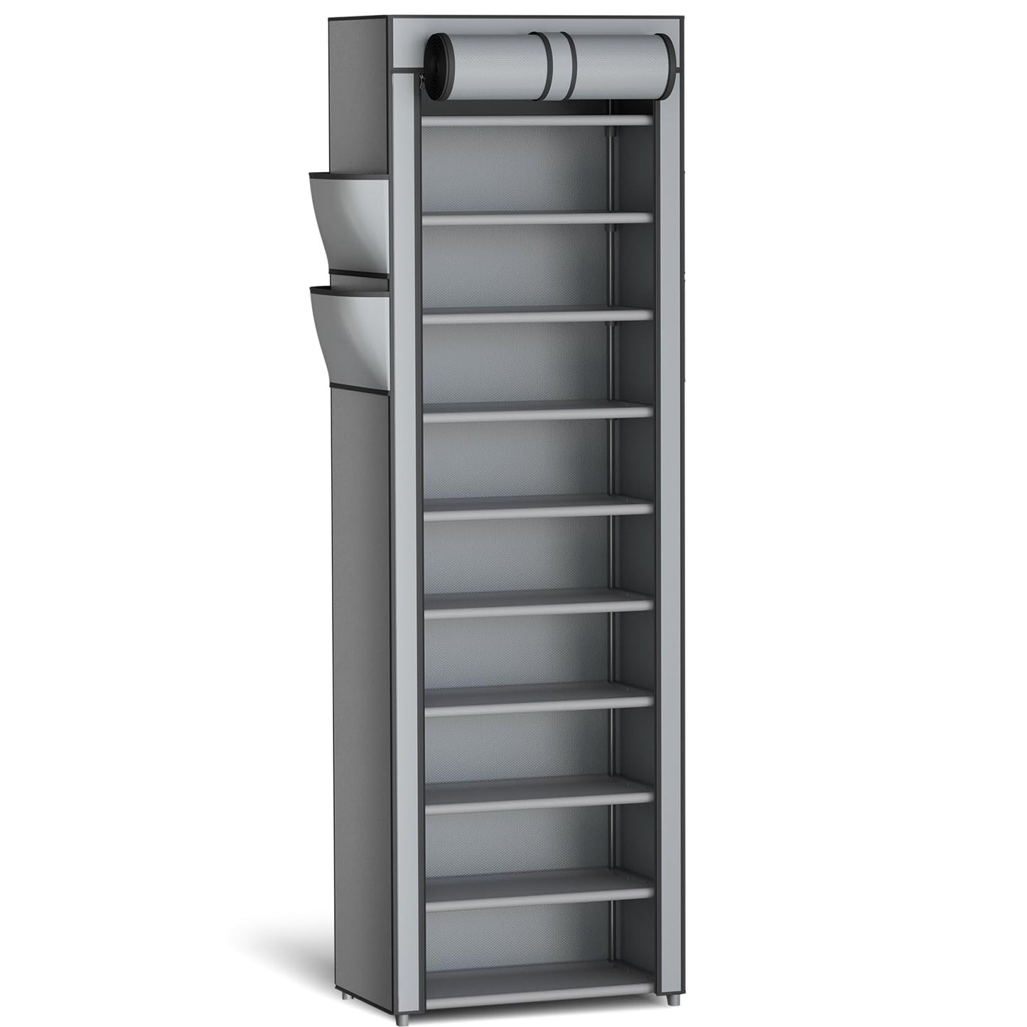 Kitsure 10-Tier Shoe Rack with Cover, Vertical Shelf