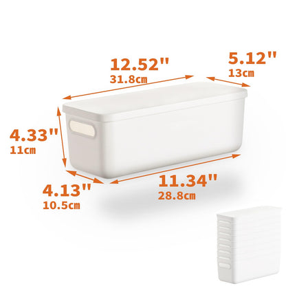 Plastic Storage Baskets with Lids, Woven Organizer Bins