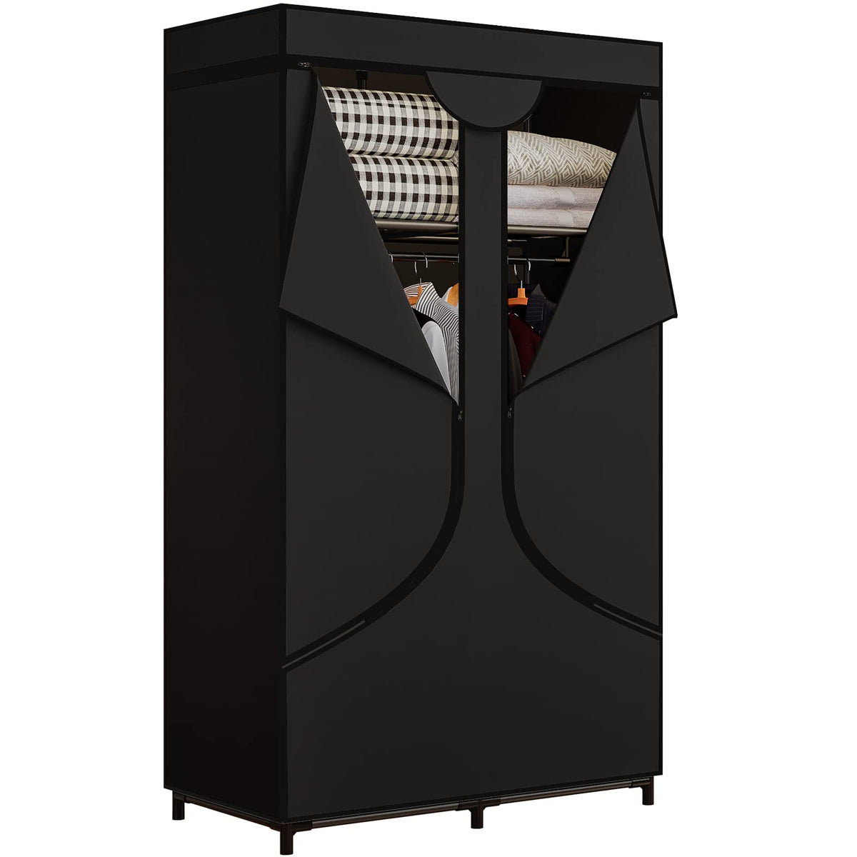 Portable Wardrobe Closet with Metal Hanging Rack Storage