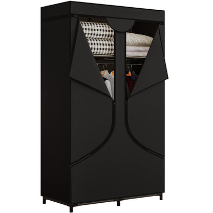 Portable Wardrobe Closet with Metal Hanging Rack Storage