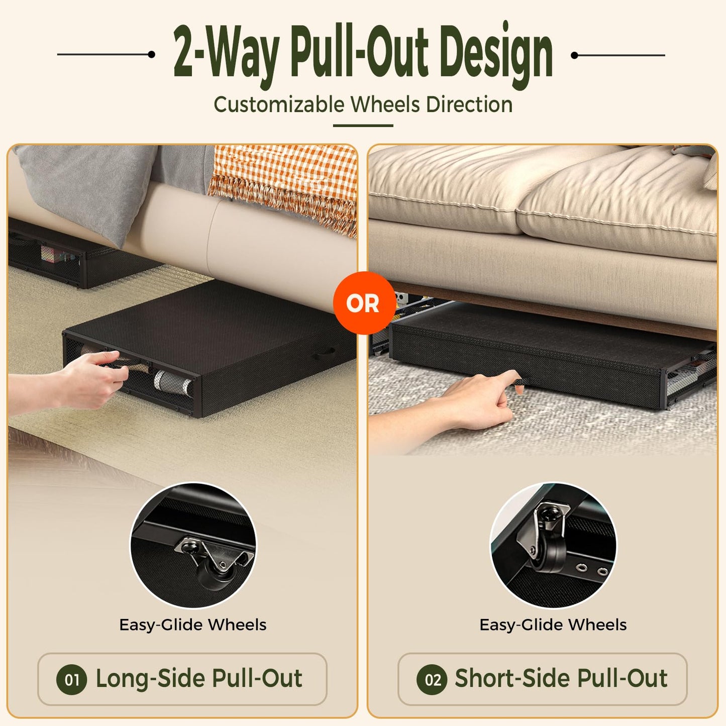 Under Bed Storage Containers with Wheels, Rolling Storage Drawers