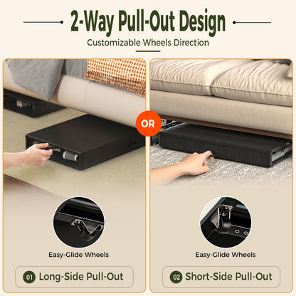 Under Bed Storage Containers with Wheels, Rolling Storage Drawers