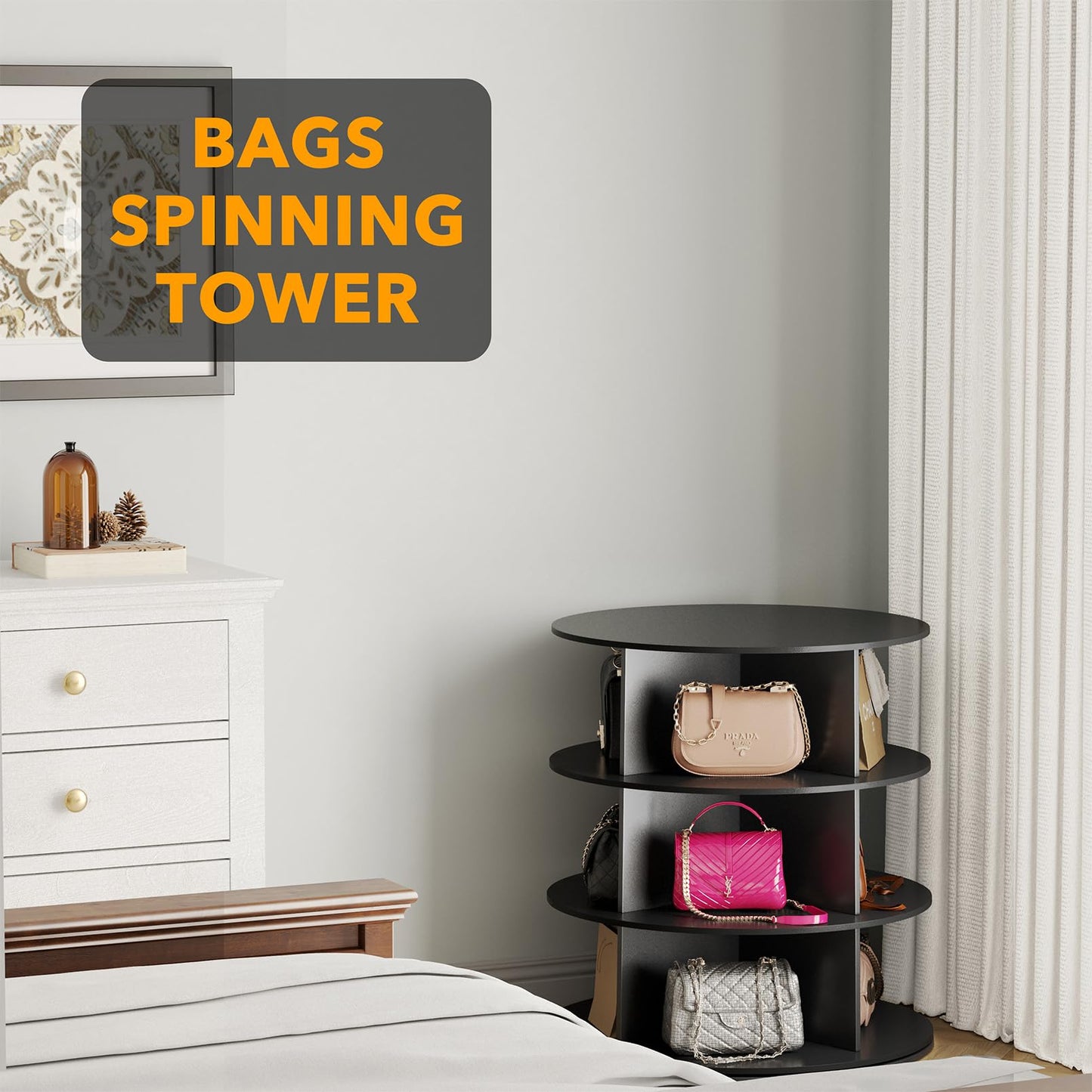 7 Tier Rotating Shoe Rack Tower, 360° Spinning Shoe Organizer