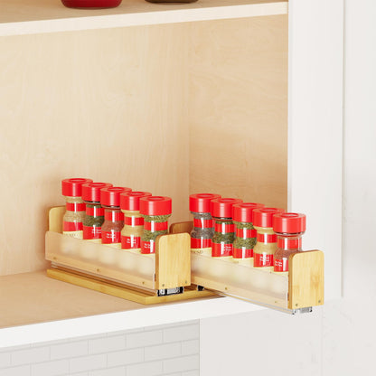 Bamboo Pull Out Spice Rack Organizer, Sliding Cabinet Storage