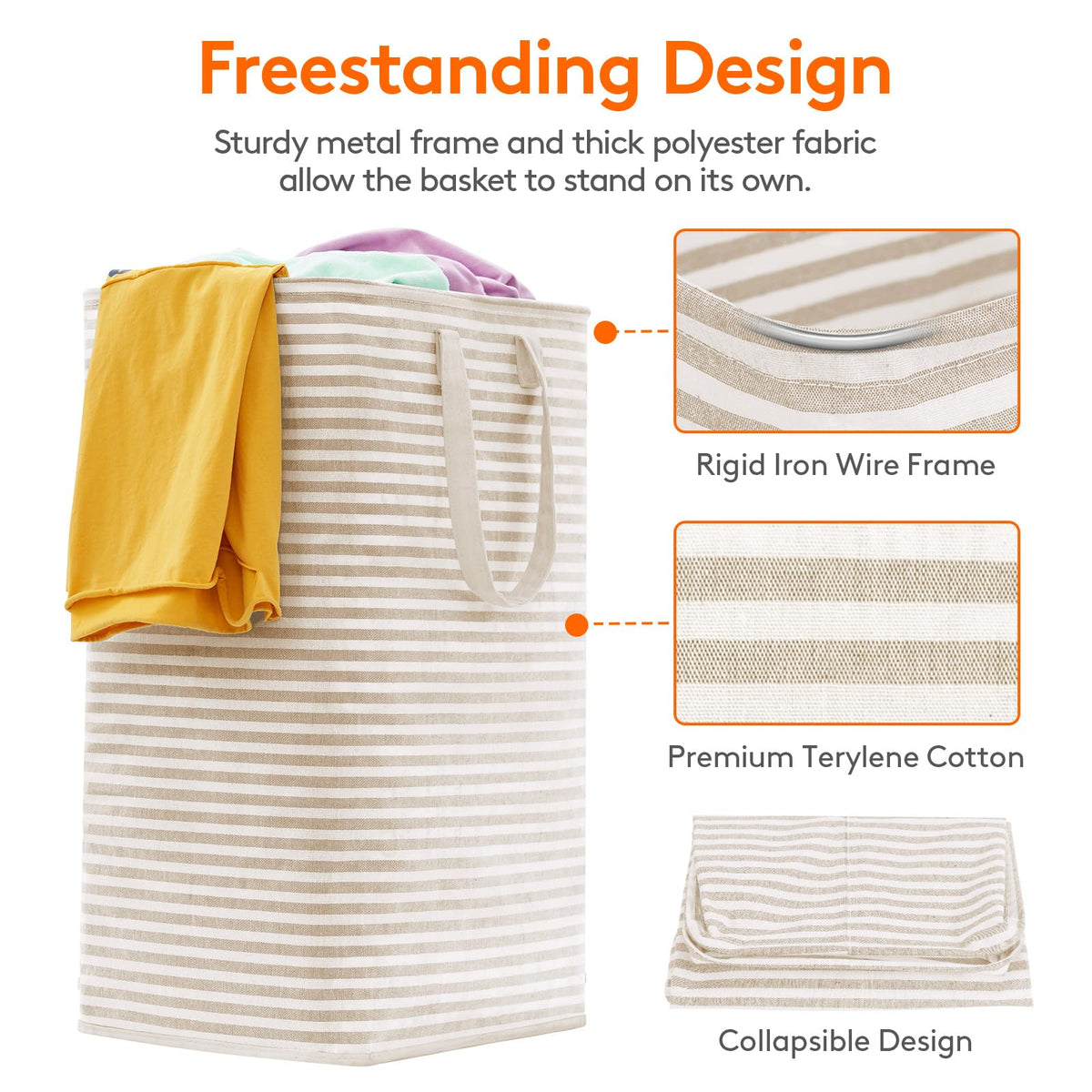 Collapsible Laundry Hamper, Waterproof Clothes Storage Basket