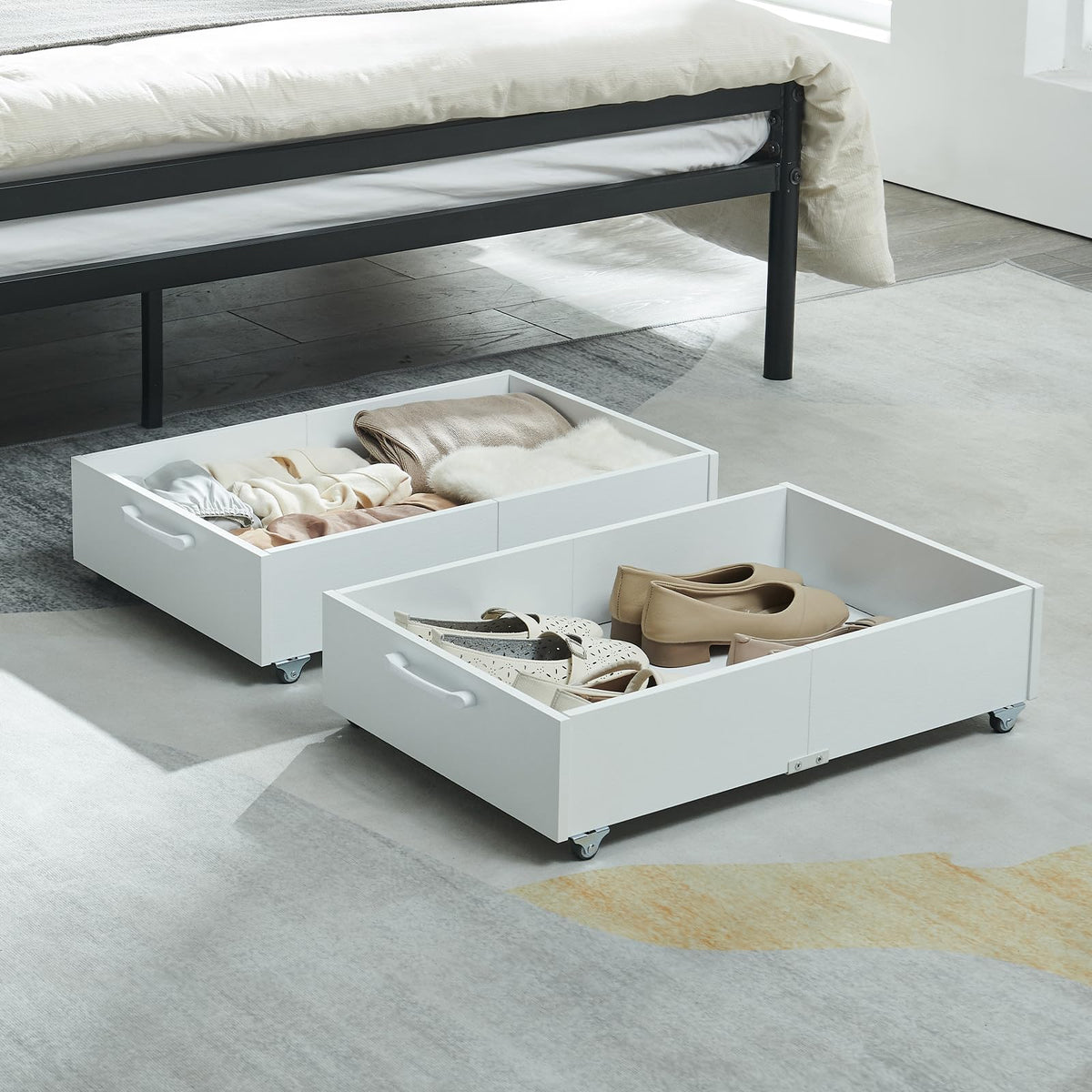 Under Bed Storage Drawers with Wheels, Rolling Organizer