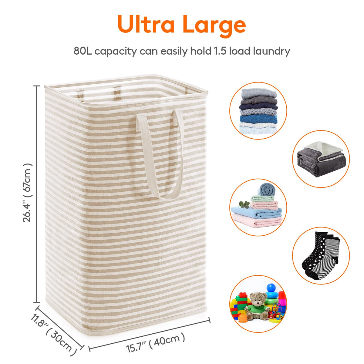 Collapsible Laundry Hamper, Waterproof Clothes Storage Basket