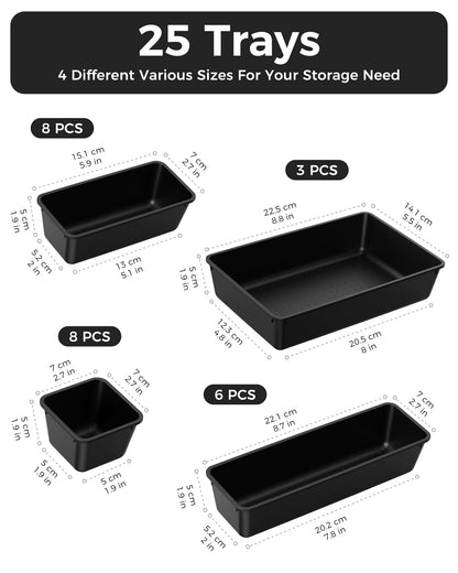 BiuLeon 25 PCS Plastic Drawer Organizers Set