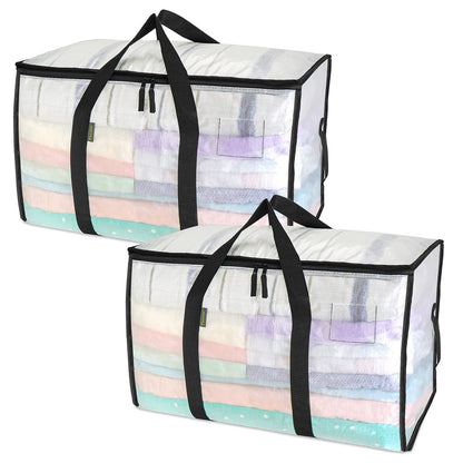 Clear Oversized Storage Bags with Reinforced Handles for Moving