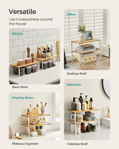 Cabinet Organizer Shelf Set, Expandable Kitchen Storage Rack