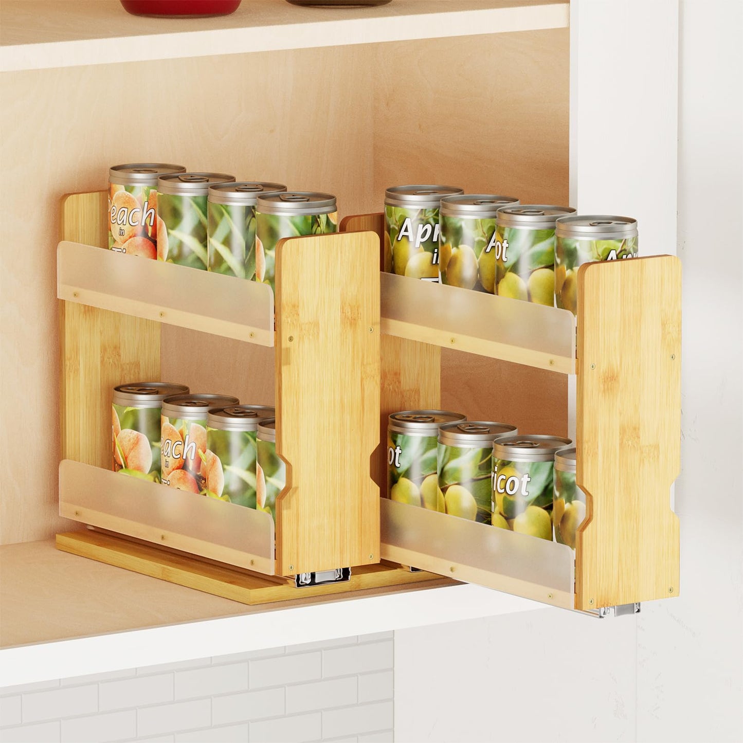 Bamboo Pull Out Spice Rack Organizer, Sliding Cabinet Storage