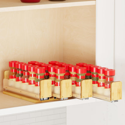 Bamboo Pull Out Spice Rack Organizer, Sliding Cabinet Storage