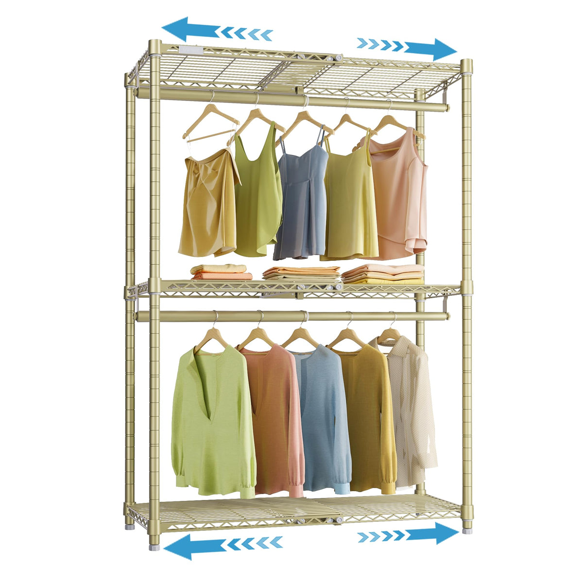 Expandable Clothes Rack with Adjustable Closet Storage System