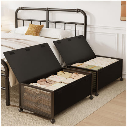 Under Bed Storage Containers with Wheels, Rolling Storage Drawers