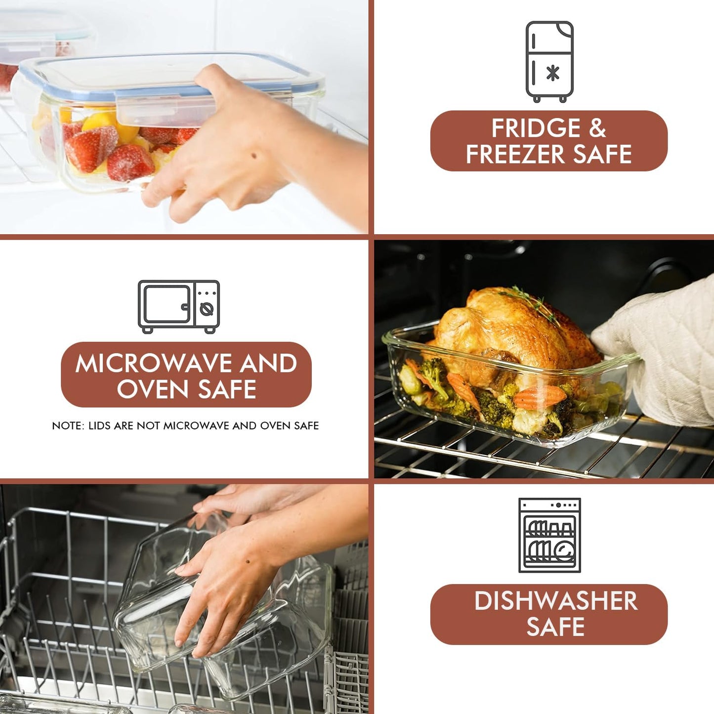 Glass Food Storage Container Set with Lids, Meal Prep Boxes