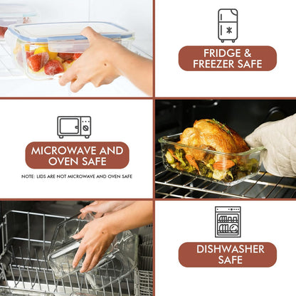 Glass Food Storage Container Set with Lids, Meal Prep Boxes