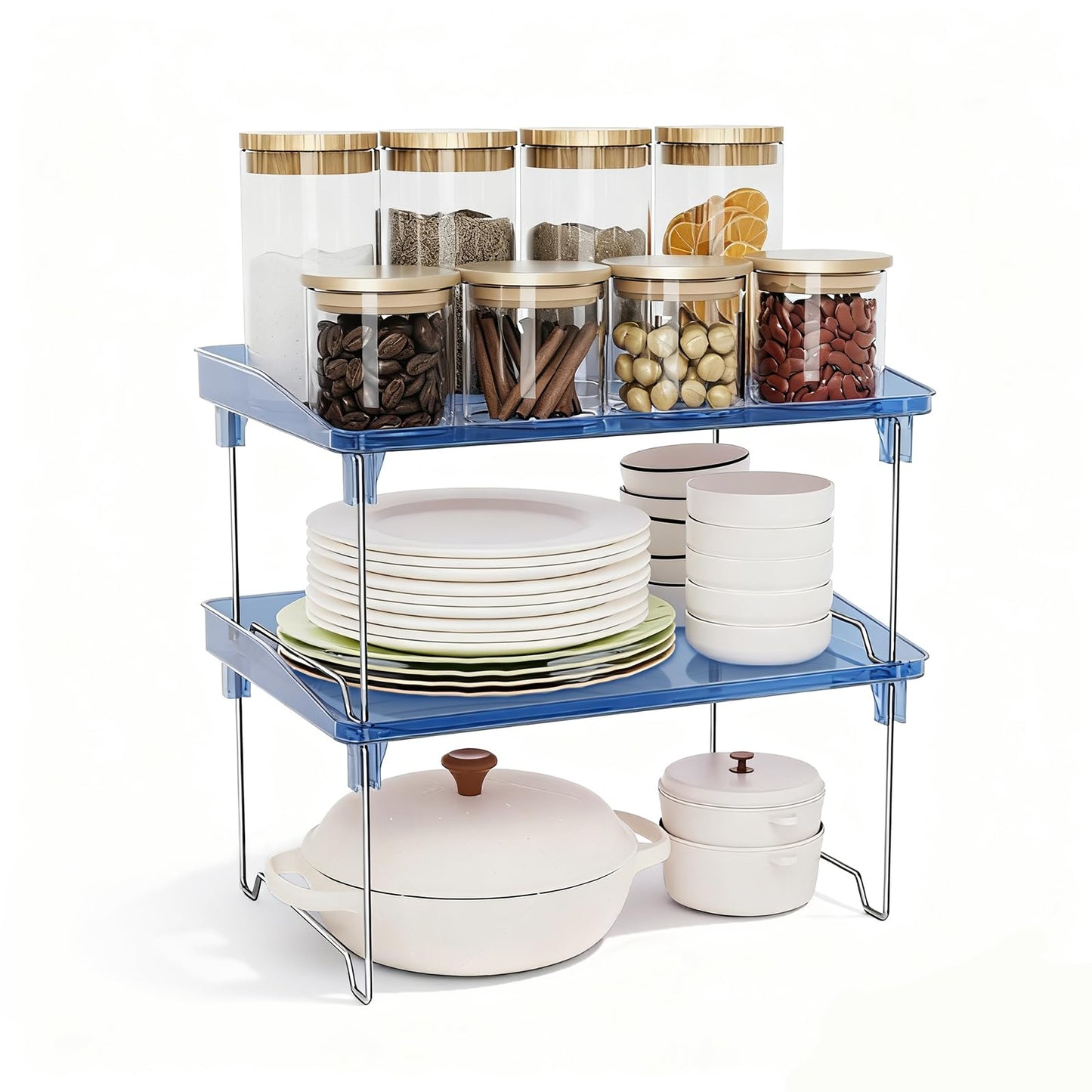 STARLATTA Acrylic Cabinet Organizer Shelf, Stackable Kitchen Counter Shelves,Spice Rack,Countertop Organizers,Clear Plastic Storage Organization for Makeup，Bathroom,Cupboard,Desk,Pantry