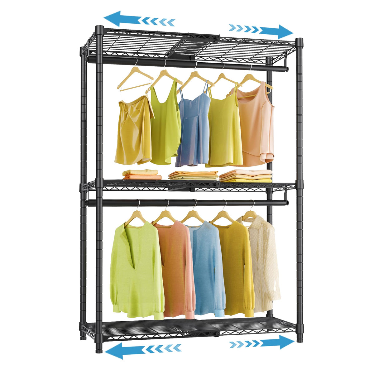 Expandable Clothes Rack with Adjustable Closet Storage System