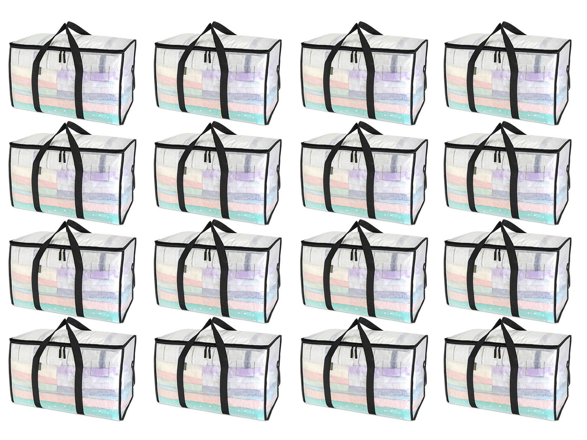 Clear Oversized Storage Bags with Reinforced Handles for Moving