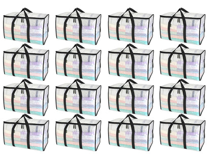 Clear Oversized Storage Bags with Reinforced Handles for Moving
