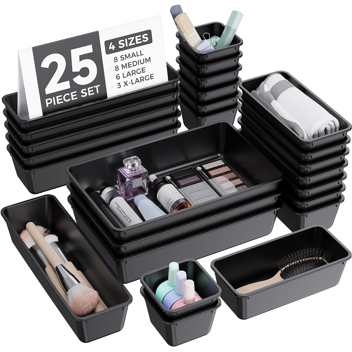 BiuLeon 25 PCS Plastic Drawer Organizers Set