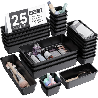 BiuLeon 25 PCS Plastic Drawer Organizers Set