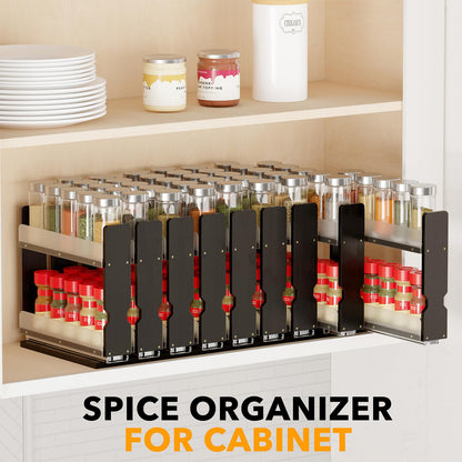 Bamboo Pull Out Spice Rack Organizer, Sliding Cabinet Storage