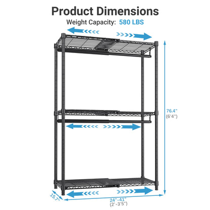 Expandable Clothes Rack with Adjustable Closet Storage System