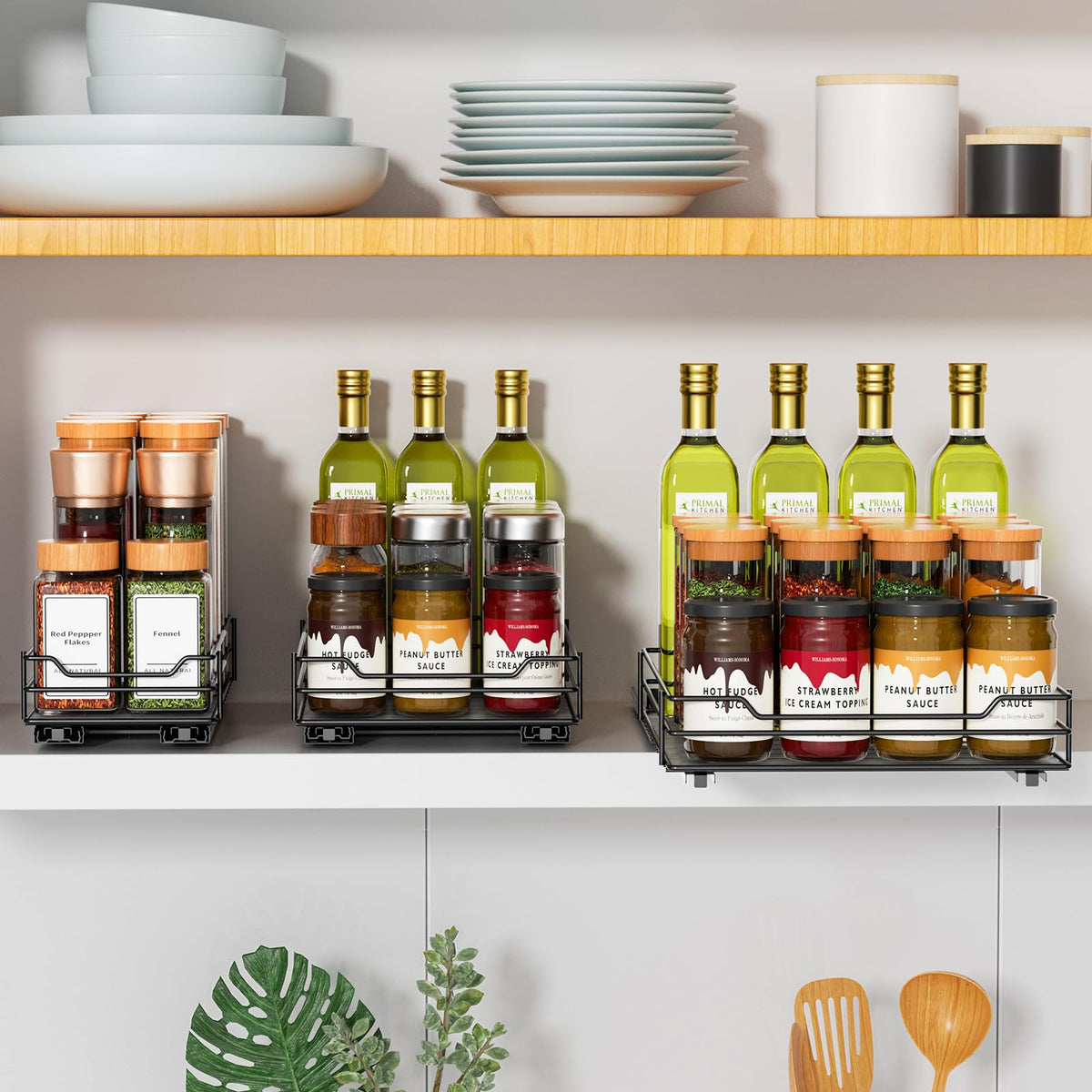 Pull Out Spice Rack Organizer, Adjustable Cabinet Storage Shelf