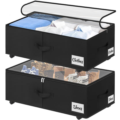 Under Bed Storage Bins with Wheels, Rolling Organizer Containers