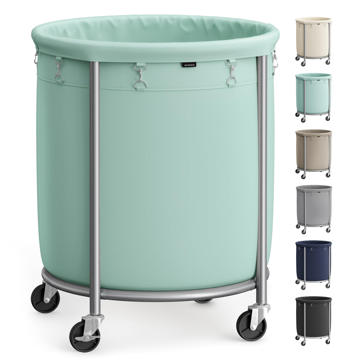 Laundry Basket with Wheels, Steel Frame Removable Bag